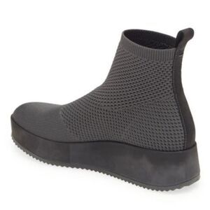 Eileen Fisher Mars Knit Wedge Heel Platform Stretch Booties Dark Gray Size 7